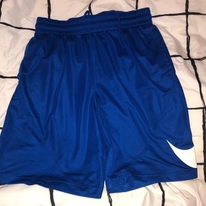 Blue nike basketball shorts.